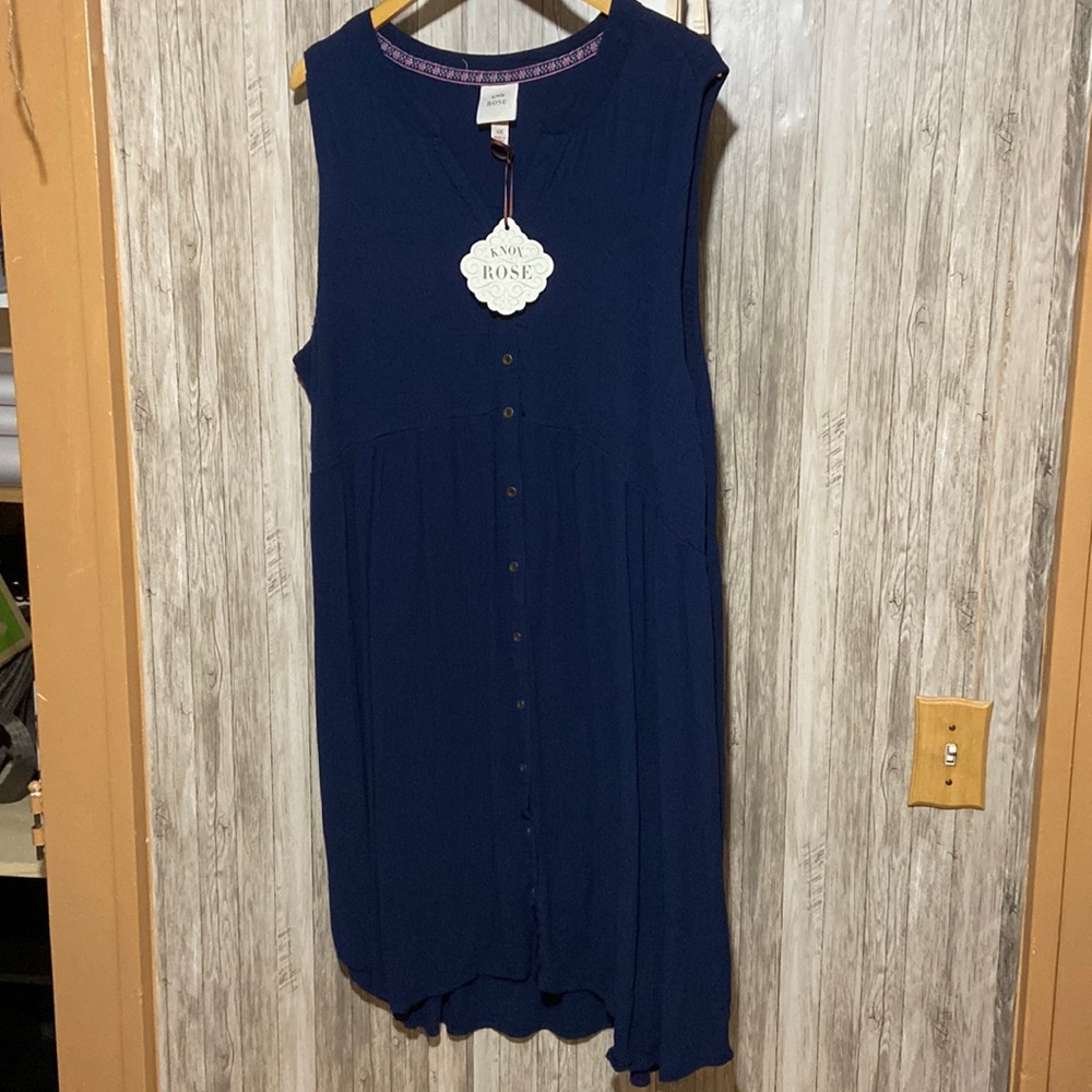 Knox Rose Sleeveless Shirt Dress in Navy NWT